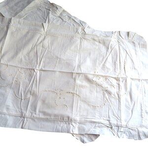 Vintage Battenburg Lace Shams Pillowcases Pair of 2 Standard Ruffle Trim Ivory